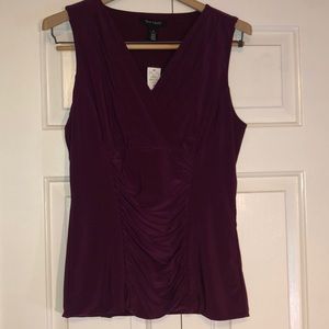 White House Black Market Burgundy shell top. NWT